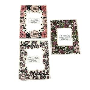 Doodler Floral Rubber Stamp Set Lot of 3 NWT Rose Wildflower Birdsong